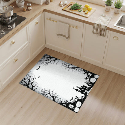 Spooky Halloween Silhouette Washable Area Rug