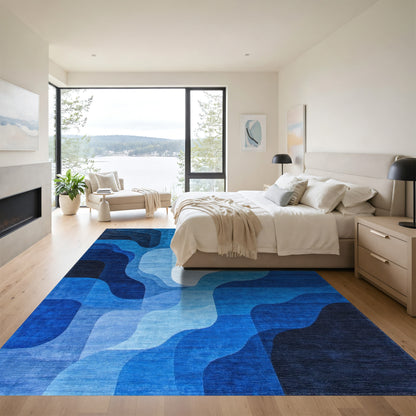 Navy Indigo Wavy Layers Rug