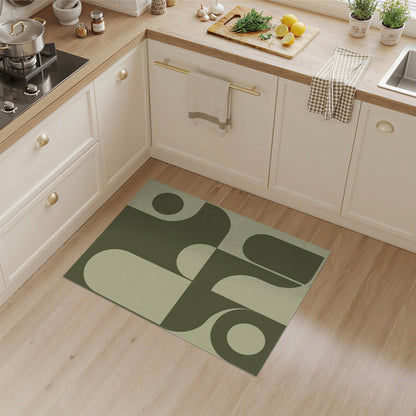 Geometric Modern Olive Green Geometric Modern Area Rug