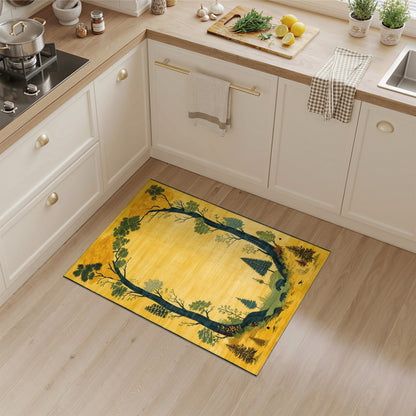 Yellow Forest Arch Bear Area Rug