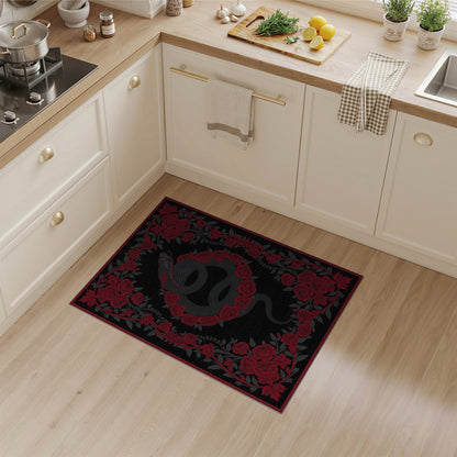Red Rose Serpent Area Rug