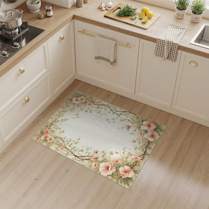 Pink Floral Vintage Washable No. 59 Area Rug