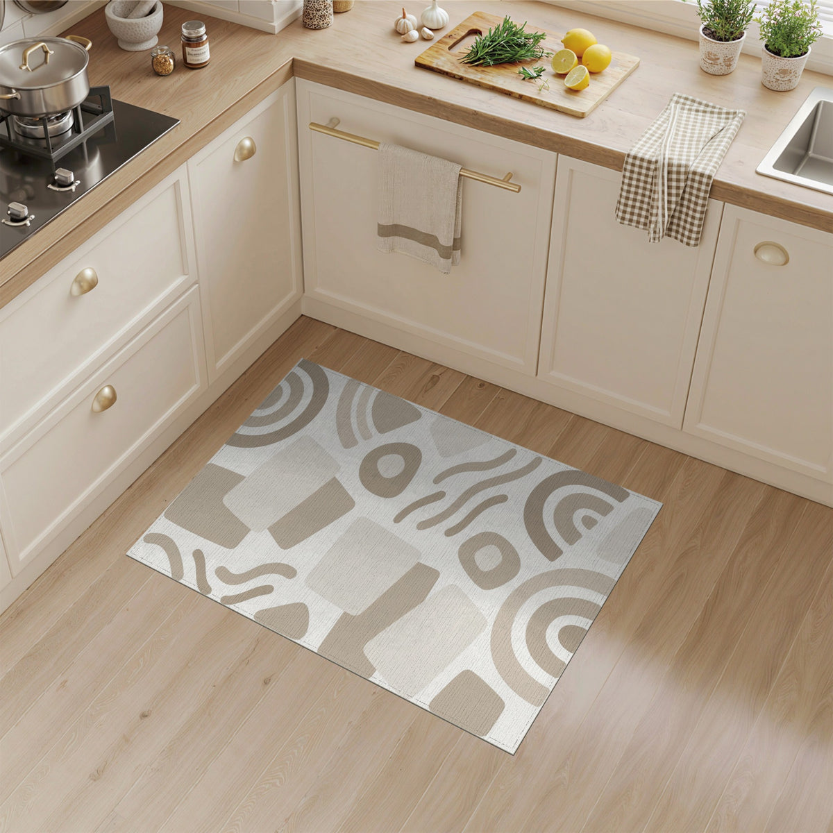 Beige Abstract Neutral Beige and Neutral Area Rug