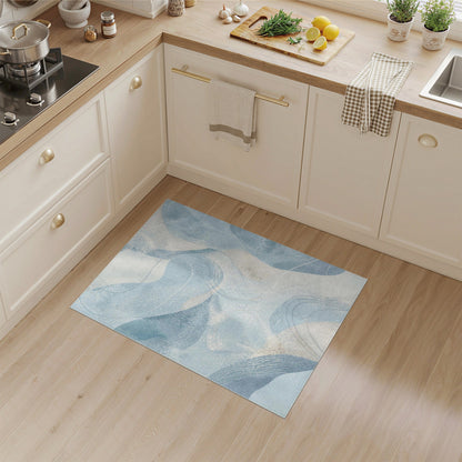 Blue and Teal Blue Teal Abstract Flow Area Rug