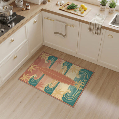 Vintage Surfboard Coastal Area Rug