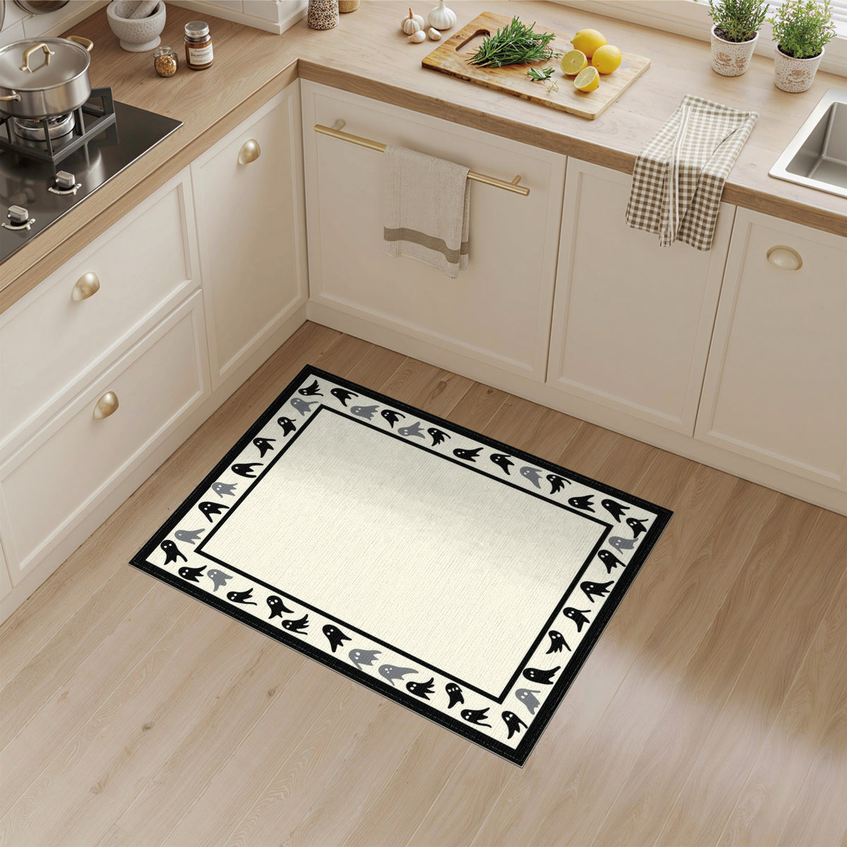 Ghost Border Kids Cartoon Area Rug