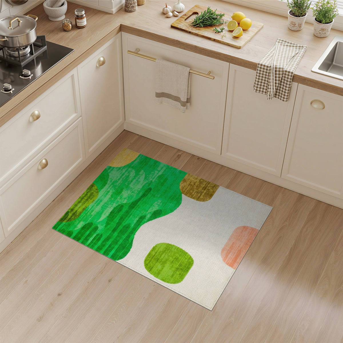 Green Abstract Wavy Area Rug