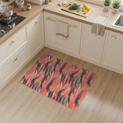 Orange Coral Wave Abstract Area Rug