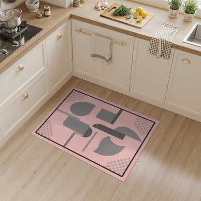 Geometric Modern Abstract Pink Geometric Abstract Area Rug