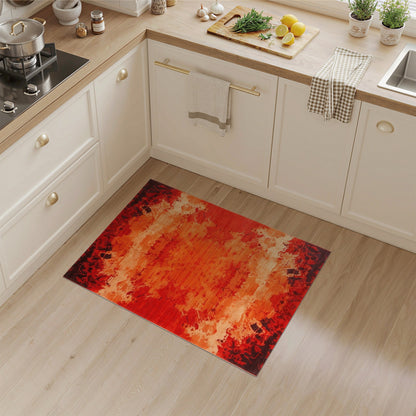 Red Distressed Abstract Area Rug