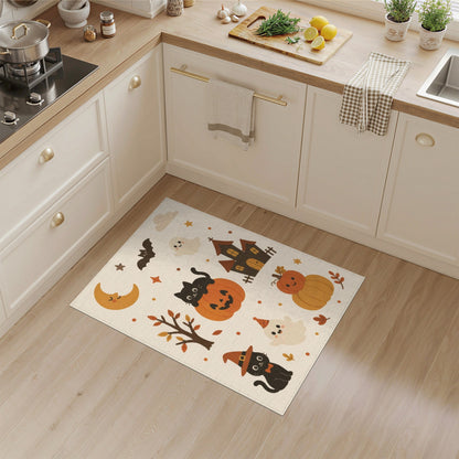 Cute Halloween Cat Pumpkin Kids Area Rug