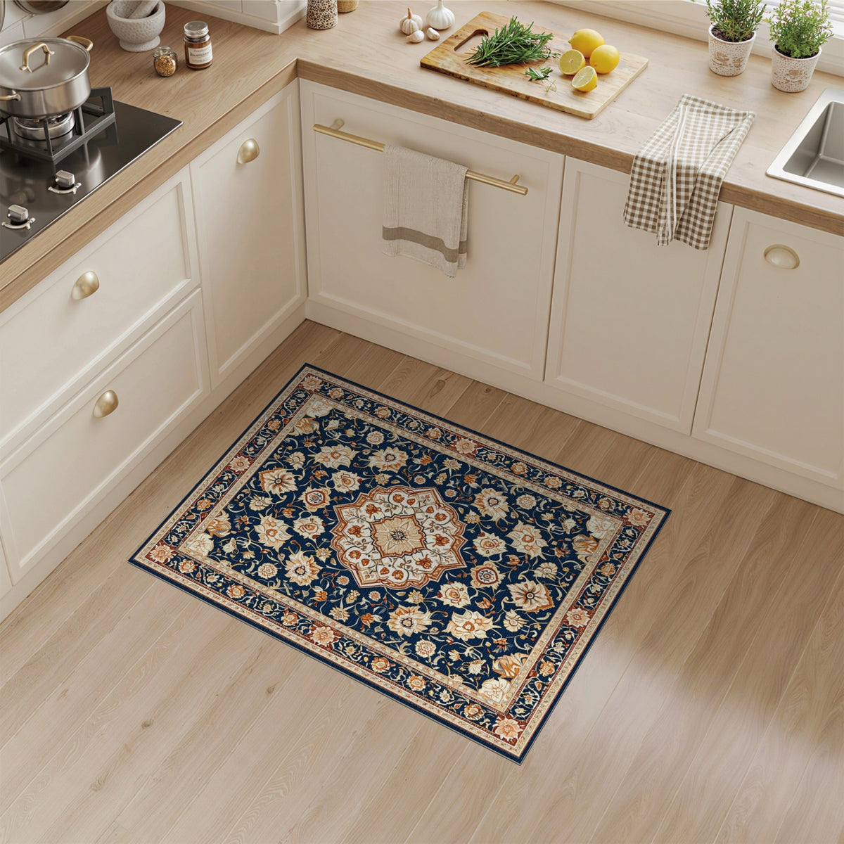 Medallion Navy Persian Floral Medallion Area Rug