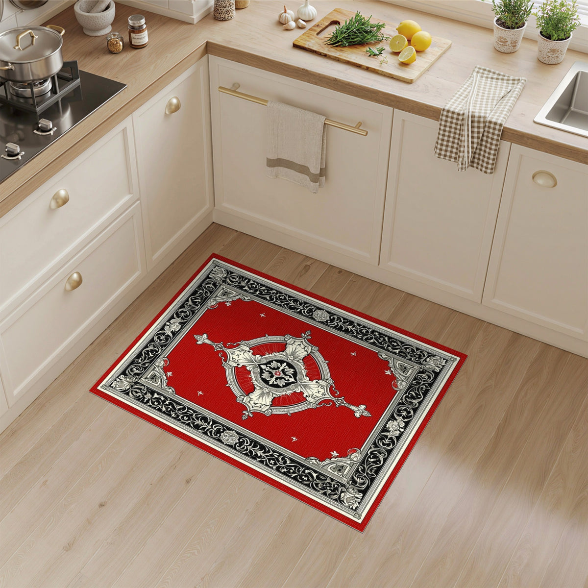Red Traditional Persian Red Ornate Medallion Persian Area Rug