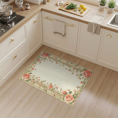 Pink Rose Floral Vintage Area Rug