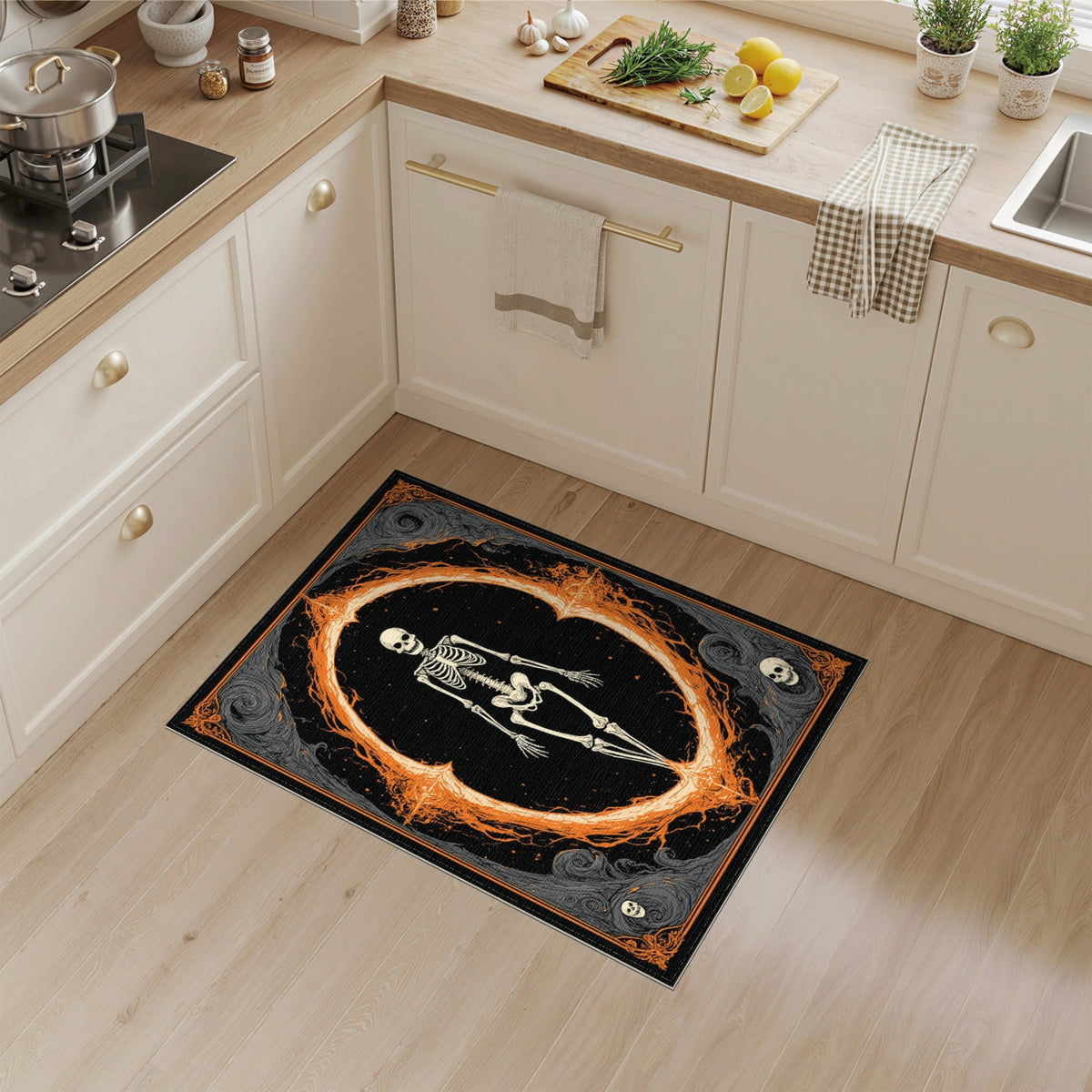 Gothic Skeleton Flame Area Rug
