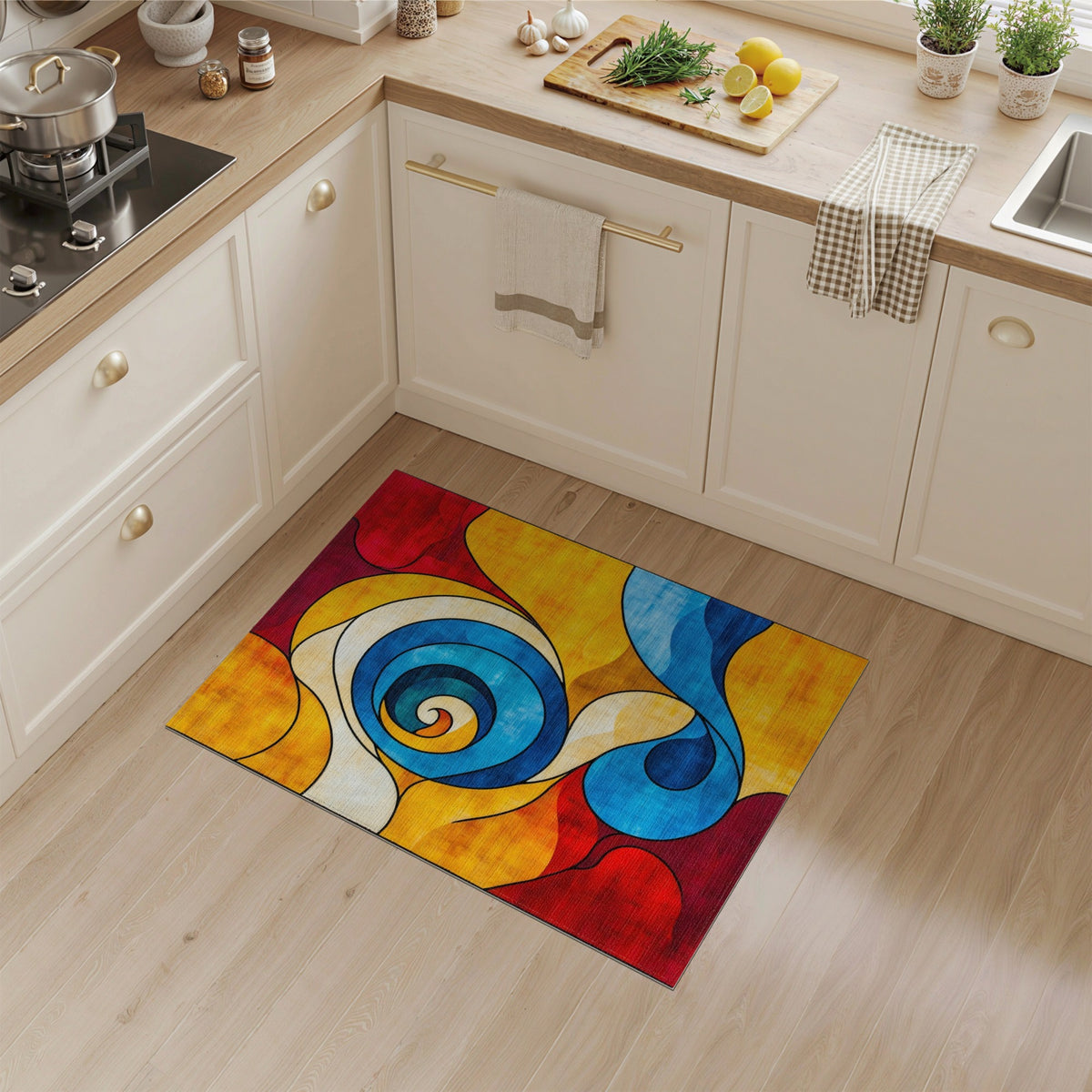 Abstract Area Multi-color and Patterns Vibrant Swirl Abstract Multi-Color Area Rug