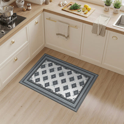 Black White Heritage Tribal Area Rug