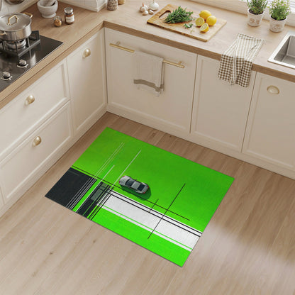 Bold Green Geometric Area Rug