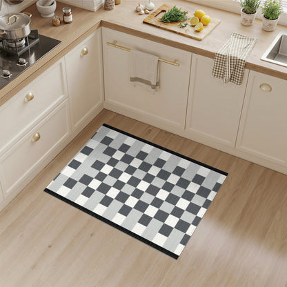 Black White Gradient Checkered Geometric Area Rug