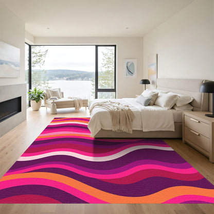 Vibrant Pink Purple Orange Wavy Rug