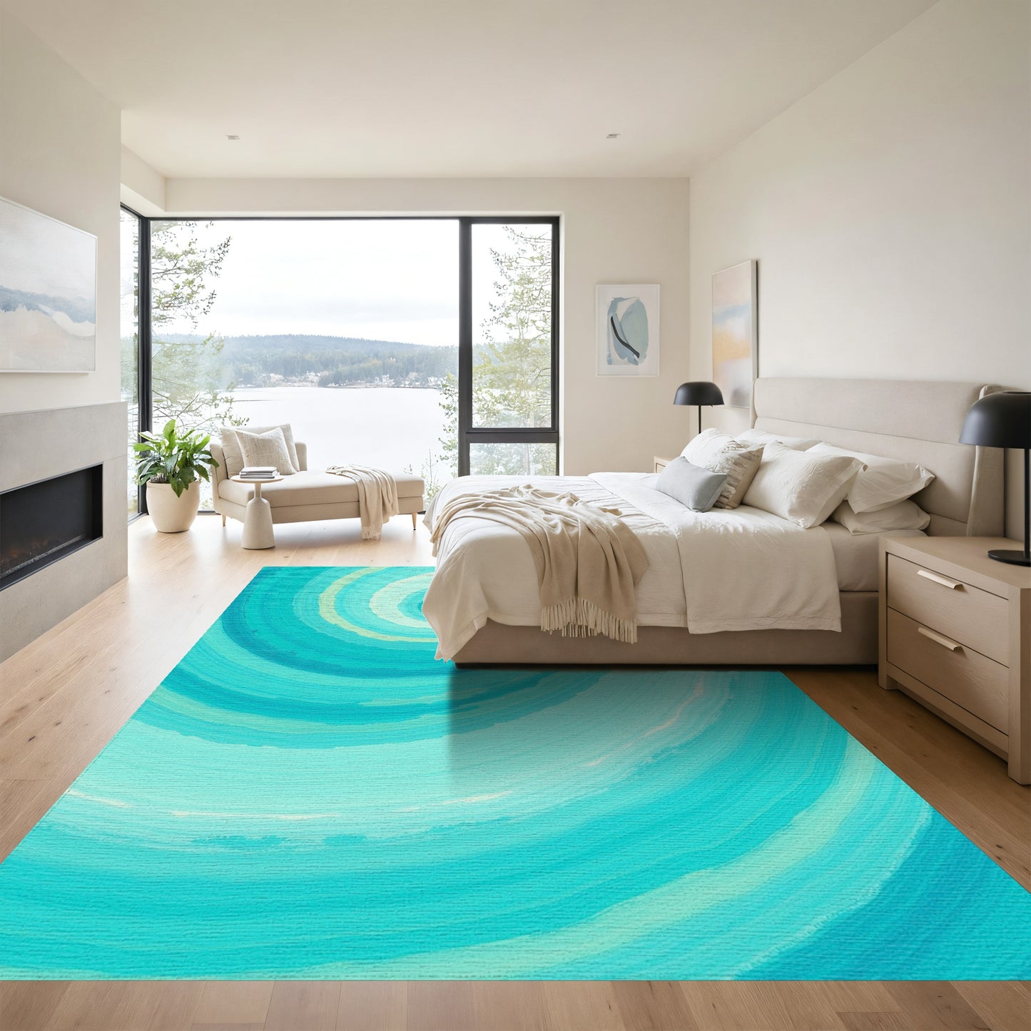 Teal Spiral Swirl Rug