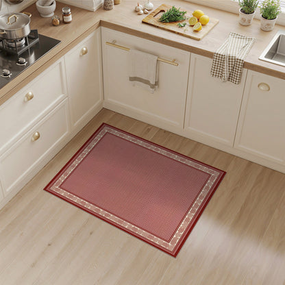 Red Traditional Persian Area Rug with Ornate Border