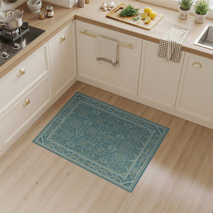 Teal Geometric Diamond Area Rug