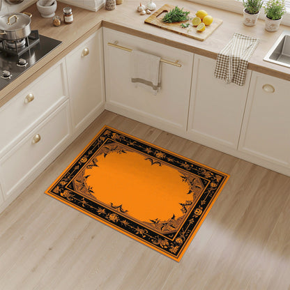 Orange Halloween Cartoon Area Rug with Pumpkins