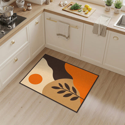 Orange Abstract Sun Area Rug
