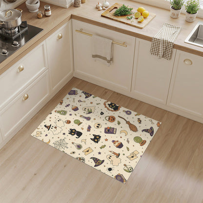 Halloween Ghost Cat Kids Cartoon Washable Area Rug