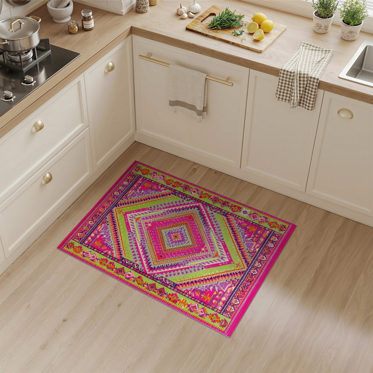 Vibrant Multi-Color Tribal Diamond Area Rug