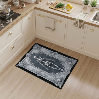 Vintage Skeleton Floral Frame Area Rug