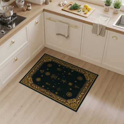 Mystical Gold Symbols Area Rug