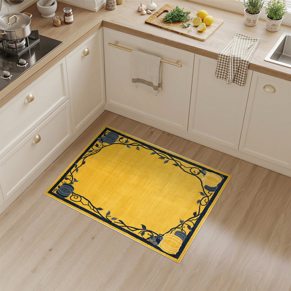 Yellow Pumpkin Vine Area Rug