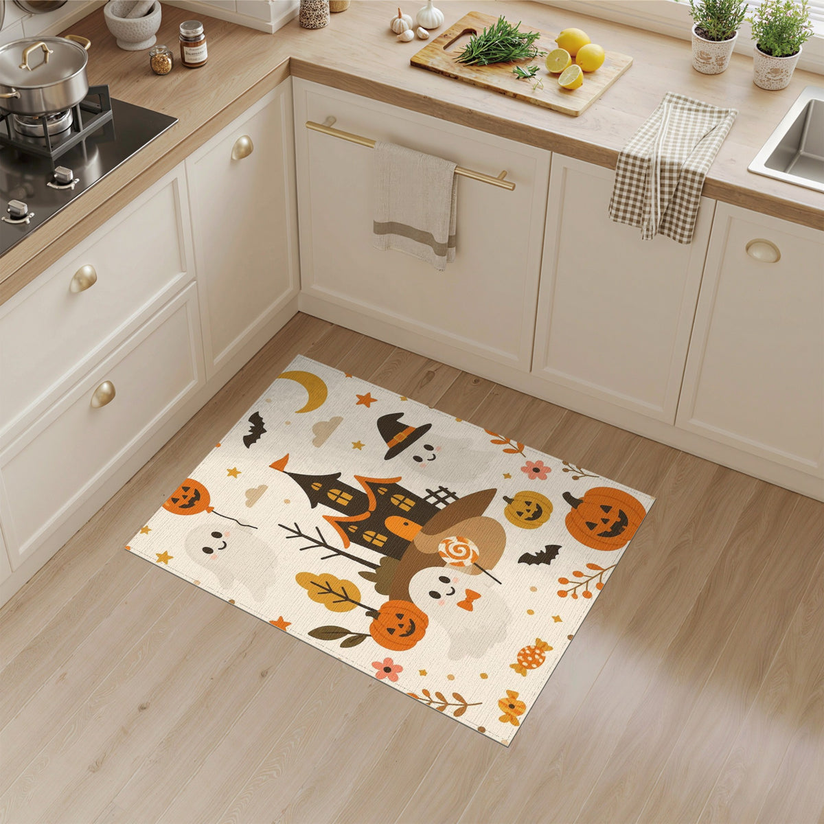 Cute Halloween Ghost Pumpkin Kids Cartoon Area Rug