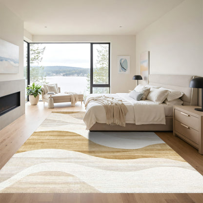 Ivory Beige Wavy Layers Rug