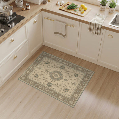 Beige Floral Traditional Persian Area Rug