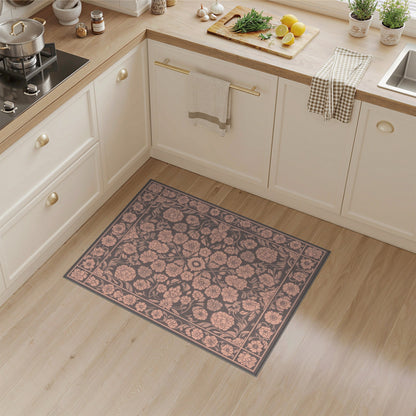 Pink Floral Vintage Washable No. 47 Area Rug