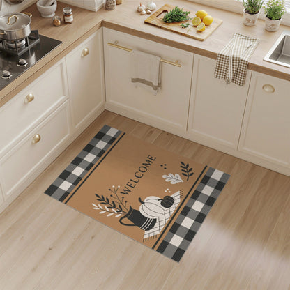 Rustic Farmhouse Welcome Pumpkins Area Rug