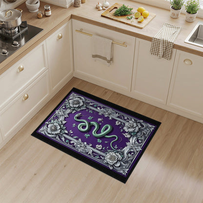 Green Serpent Purple Floral Area Rug