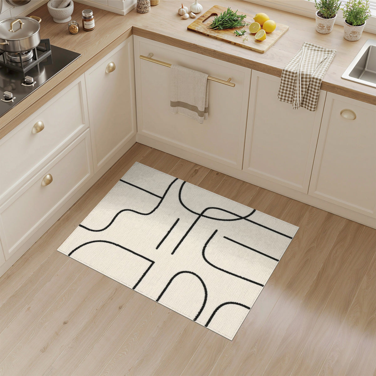 Geometric Modern Black and White Black White Abstract Geometric Area Rug