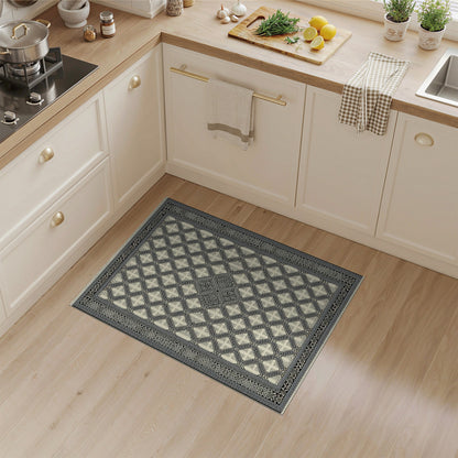 Black White Geometric Lattice No. 7 Area Rug