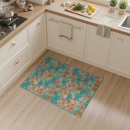Coastal Palm Tree Teal Area Rug
