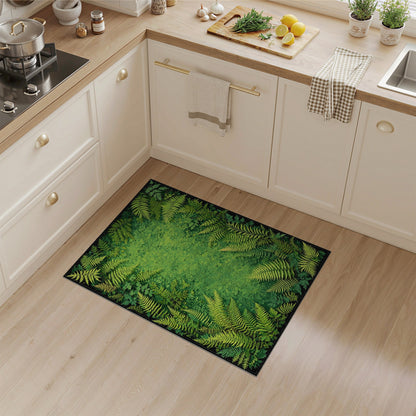 Boho Chic Lush Fern Forest Green Area Rug