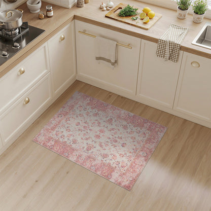 Blush Pink Floral Vintage No. 40 Area Rug