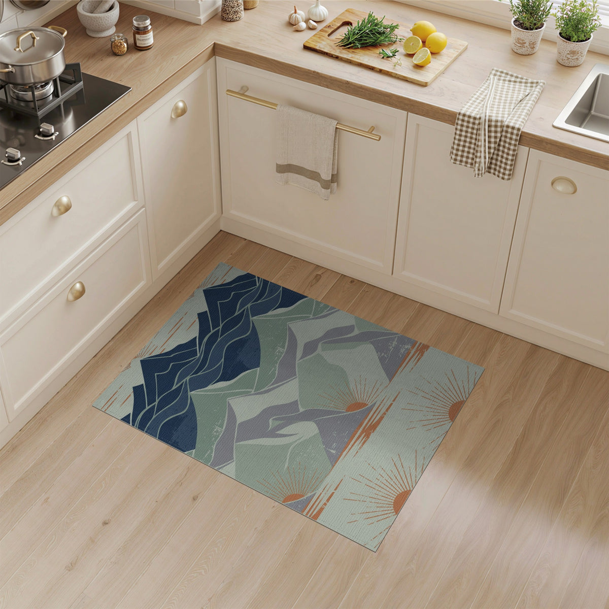 Blue Mountain Peaks Distressed Area Rug