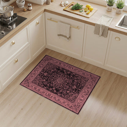 Pink Distressed Vintage Floral Area Rug
