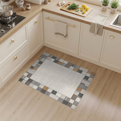 Beige Geometric Border No. 4 Area Rug