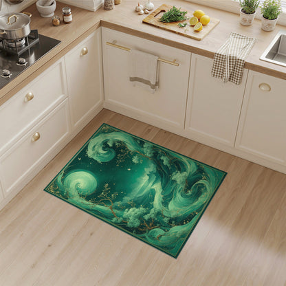 Ethereal Teal Swirl Abstract Area Rug