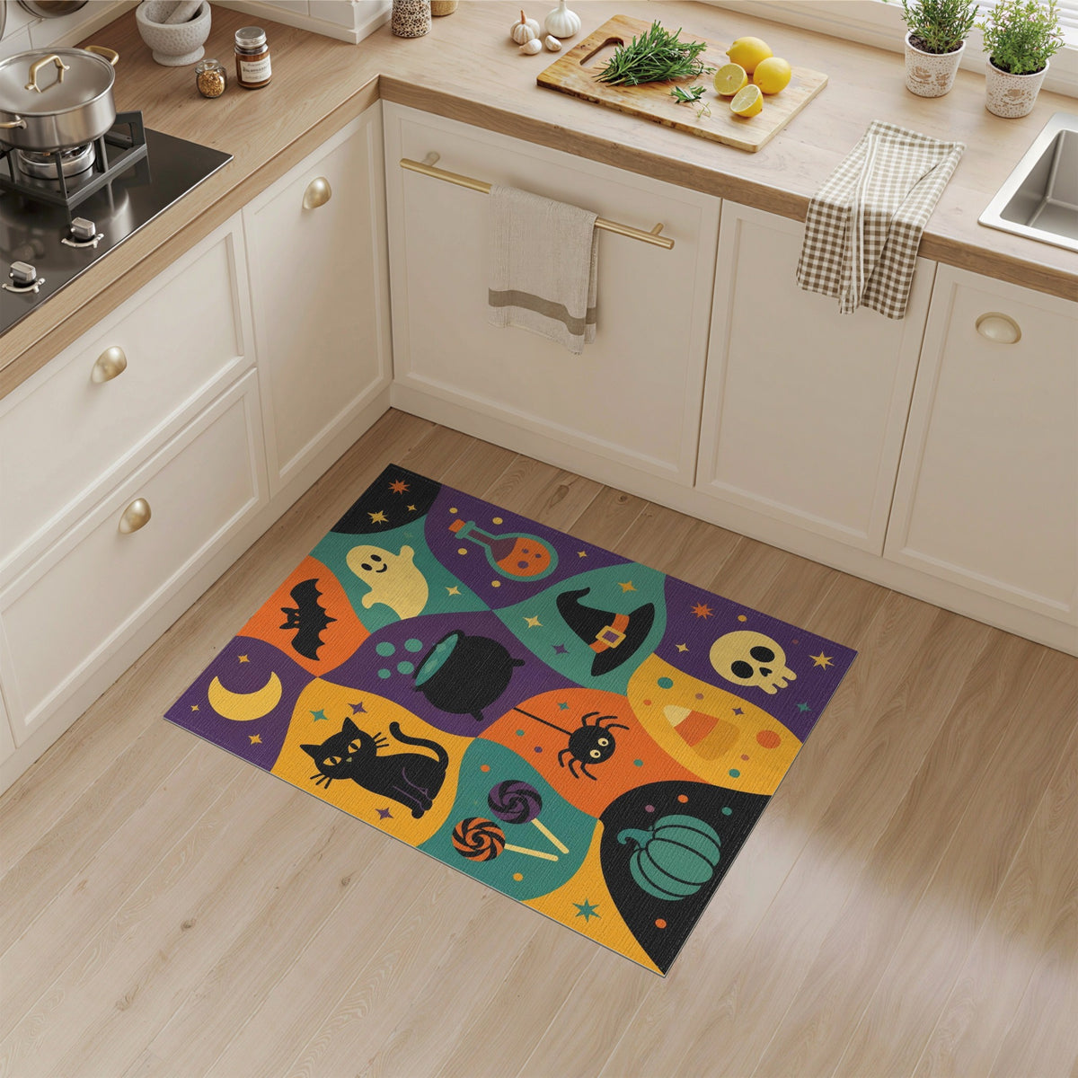 Halloween Kids Cartoon Multi-Color Area Rug